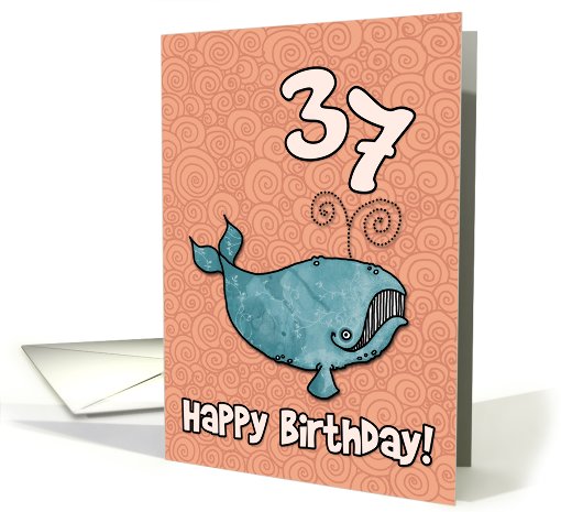 Happy Birthday whale - 37 years old card (457661)
