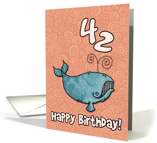 Happy Birthday whale - 42 years old card (457674)