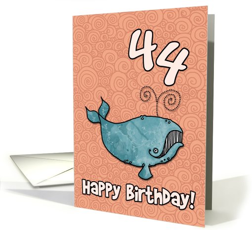 Happy Birthday whale - 44 years old card (457677)