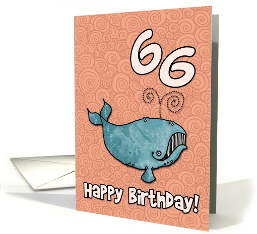 Happy Birthday whale - 66 years old card (458324)