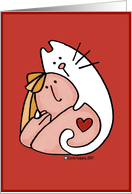 You Make my Day cartoon woman with cat card