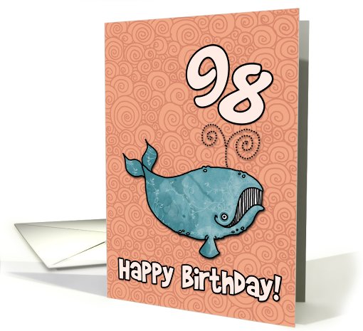 Happy Birthday whale - 98 years old card (460356)