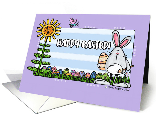 Happy Easter Bunny with Painted Eggs Good Egg card (46136)