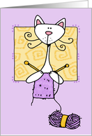 Thinking of You Knitting Kitty card