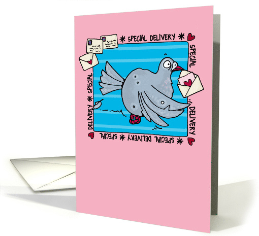 Special Delivery Pigeon with Letters card (47457)