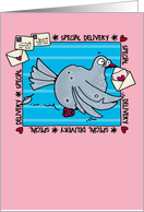 Special Delivery Pigeon with Letters card
