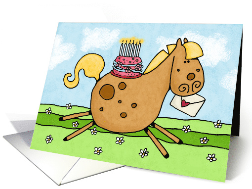Happy Birthday Horse with Cake card (47890)