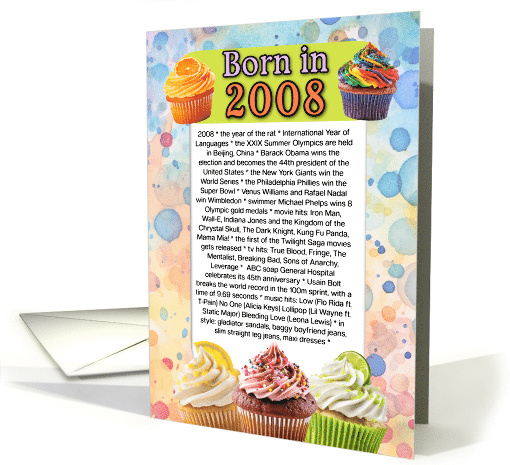 Born in 2008 What Happened in Your Birth Year card (574538)