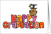 Congratulations Happy Graduation Owl Cap and Tassel card