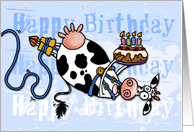 Happy Birthday - Bungee Cow card