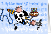 Happy Birthday - Bungee Cow (Danish) card