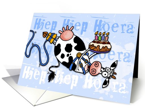 Happy Birthday - Bungee Cow (Dutch) card (580485)