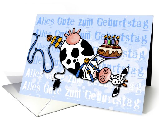 Happy Birthday - Bungee Cow (German) card (580502)