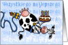 Happy Birthday - Bungee Cow (Polish) card