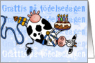 Happy Birthday - Bungee Cow (Swedish) card