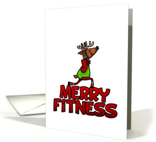 Merry Fitness - Yoga - Reindeer in Half Warrior Posture card (635949)