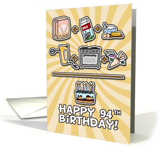 Happy Birthday - cake - 94 years old card (645603)