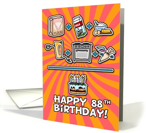 Happy Birthday - cake - 88 years old card (645619)