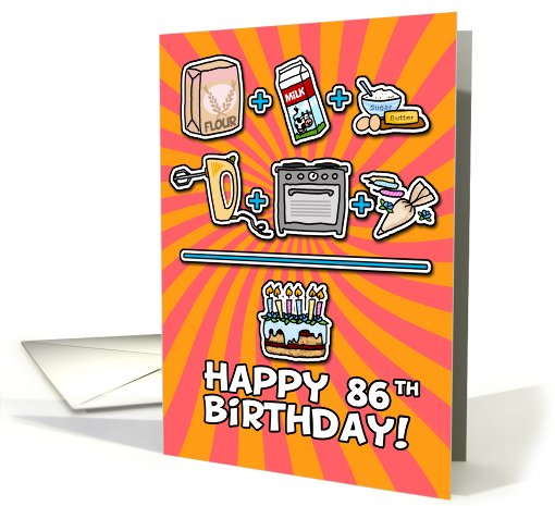 Happy Birthday - cake - 86 years old card (645625)