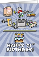 Happy Birthday - cake - 71 years old card