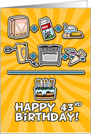 Happy 43rd Birthday - cake card