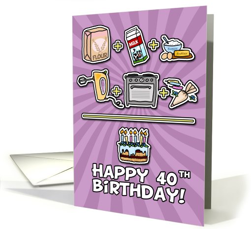 Happy Birthday - cake - 40 years old card (646340)