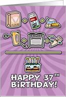 Happy Birthday - cake - 37 years old card