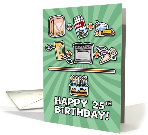 Happy Birthday - cake - 25 years old card (646355)