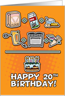 Happy Birthday - cake - 20 years old card