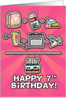 Happy Birthday - cake - 7 years old card
