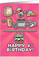 Happy Birthday - cake - 4 years old card