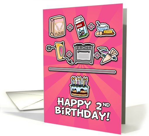 Happy Birthday - cake - 2 years old card (667671)