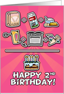 Happy Birthday - cake - 2 years old card