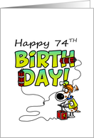 Happy 74th Birthday - Dynamite Dog card