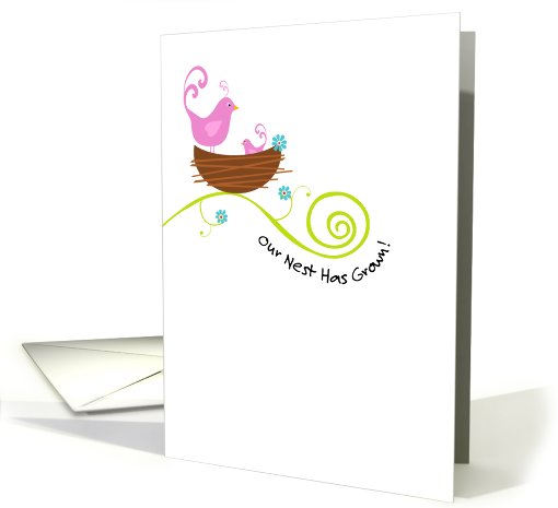 Bird in Nest with Pink Chick - Birth Announcement card (673656)