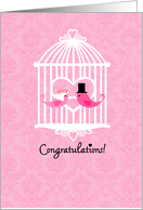 Sweet Birds in Cage - Wedding Congratulations card