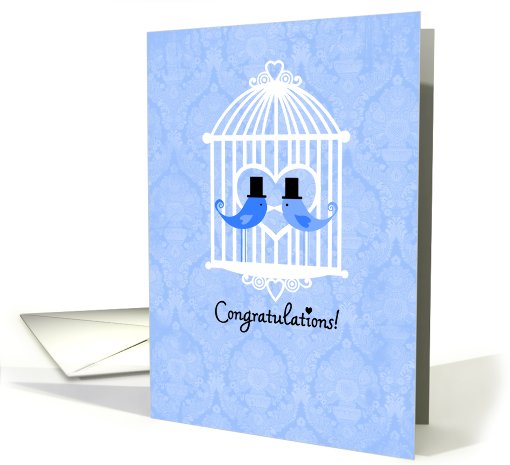 Sweet Birds in Cage - Gay Wedding Congratulations card (673981)