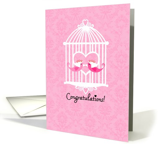 Sweet Birds in Cage - Lesbian Wedding Congratulations card (673983)