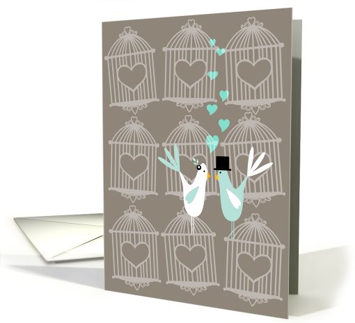 Cute Birds with Cages -Wedding Invitation card (673993)