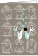 Cute Birds with Cages -Wedding Invitation card