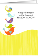 Cute Bird Stack - Happy Birthday card