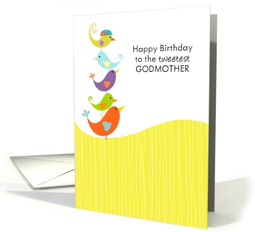 Godmother Birthday - Cute Bird Stack card (675140)