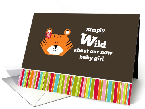 Wild About Our New Baby Girl - Birth Announcement card (676957)