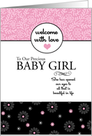 Welcome with Love Baby Girl - Birth Announcement card