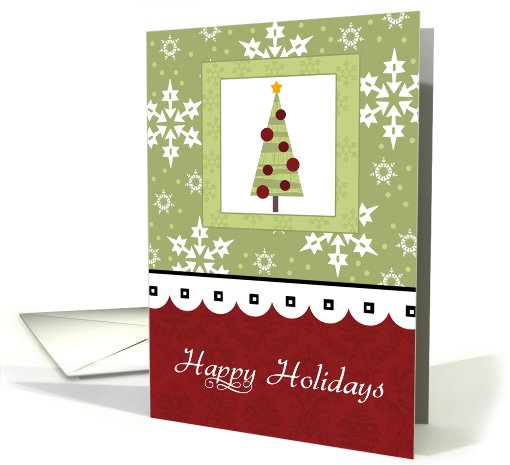 Christmas Tree and Snowflakes - Happy Holidays card (677473)