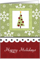 Christmas Tree and Snowflakes - Happy Holidays card