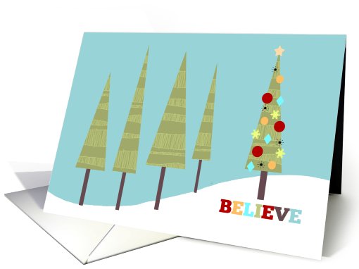 Christmas Tree in Snow - Believe card (677476)