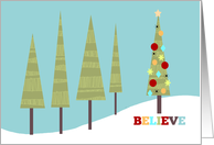 Christmas Tree in Snow - Believe card