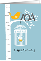 104th birthday - Bird in birch tree card