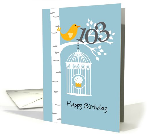 103rd birthday - Bird in birch tree card (677563)